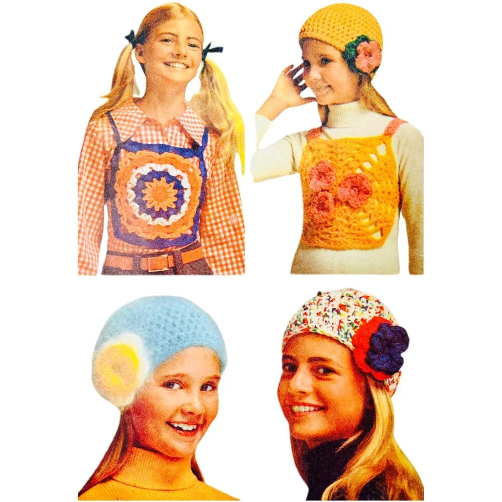 Vintage 1972 Simplicity Crochet Pattern Childs' Vest & Hat OS Ages 6-12 #5441
